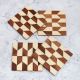 Modern Brown and White Pattern Wooden Coasters - Pack of 4